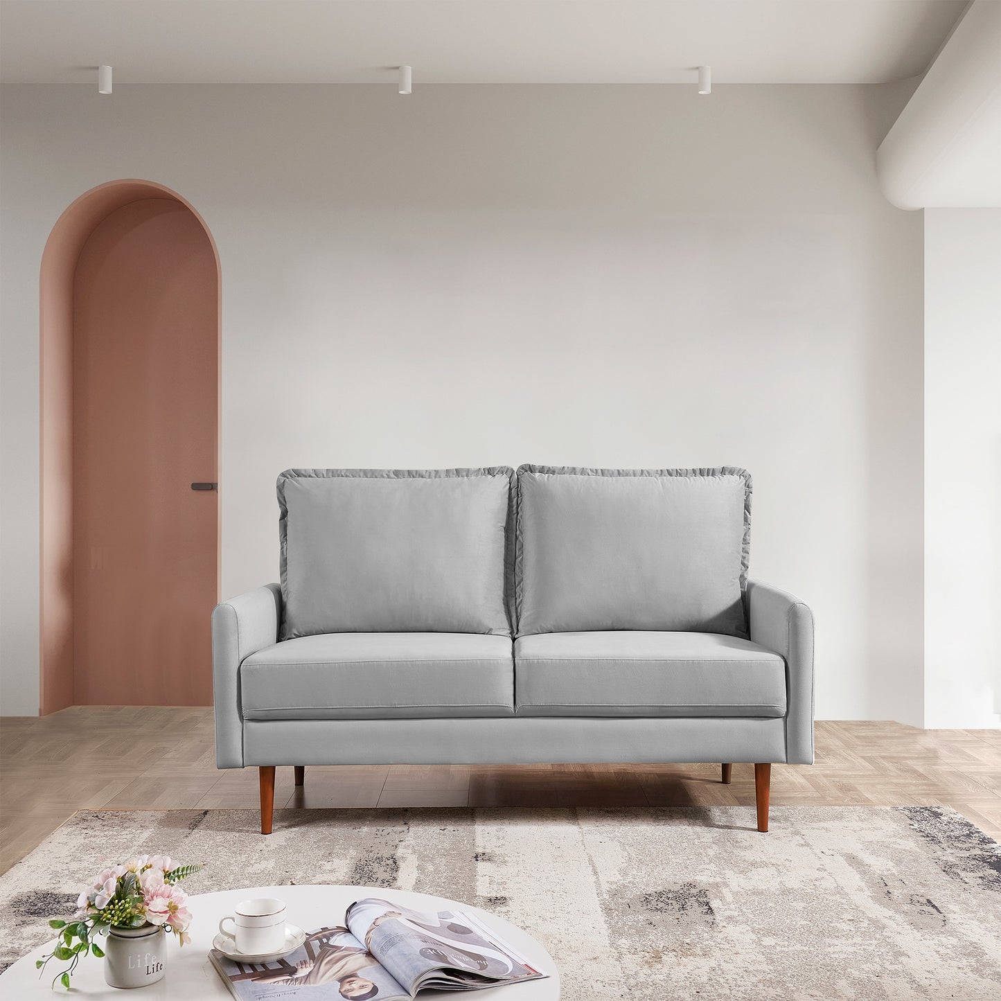 Zephyr 69" Upholstered Velvet Cambered Arm Sofa