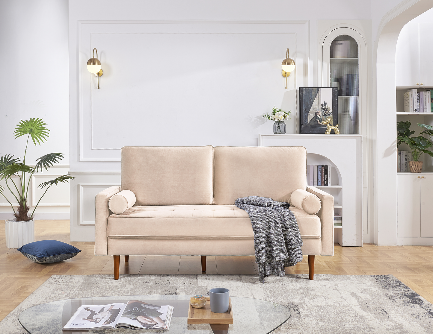 Dixie 69" Upholstered Square Arm Velvet Loveseat